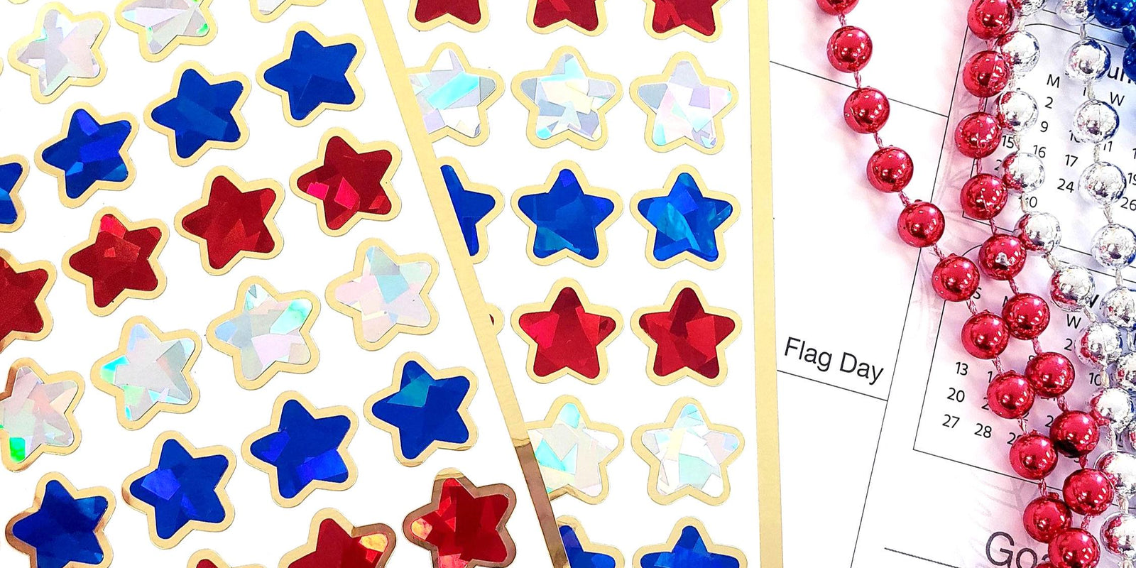 Festive Ways to Use Red, White & Blue Star Stickers for the Flag Day and the Fourth of July.