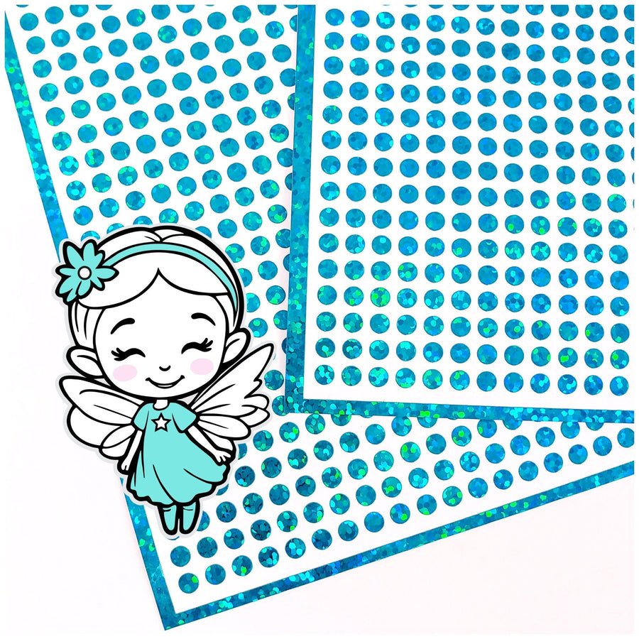 Extra Small Teal Glitter Dot Stickers. Set of 750 micro sized turquoise dots for journals, planners, goal trackers, calendars and crafts.