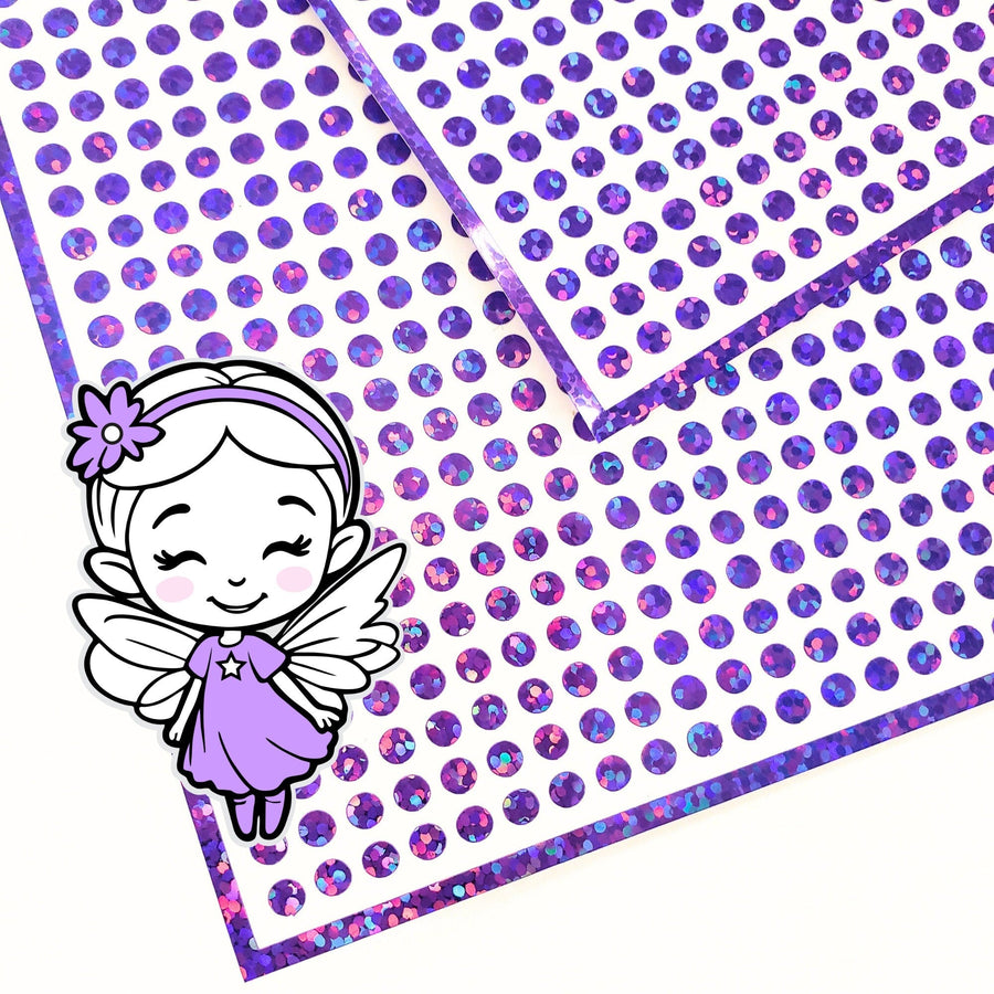 Extra Small Purple Dot Stickers, set of 750 micro sized purple glitter dots for daily journals, planners, trackers, calendars and crafts.