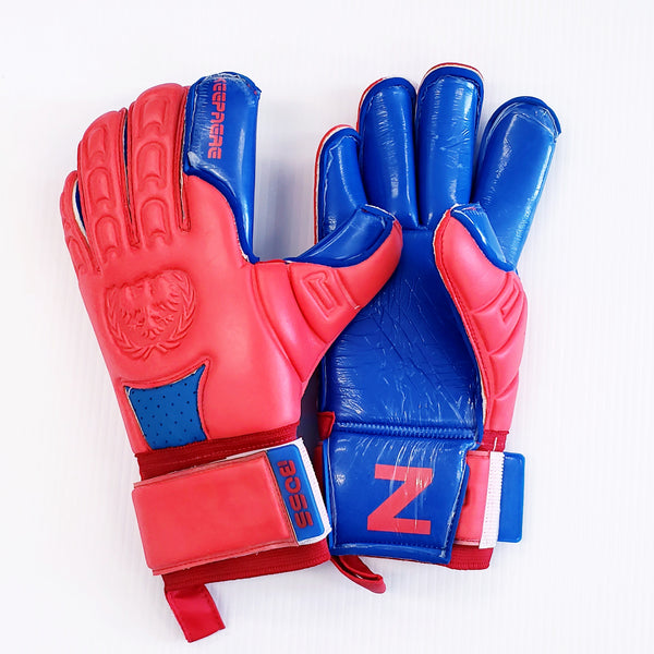 rec and blue soccer gloves