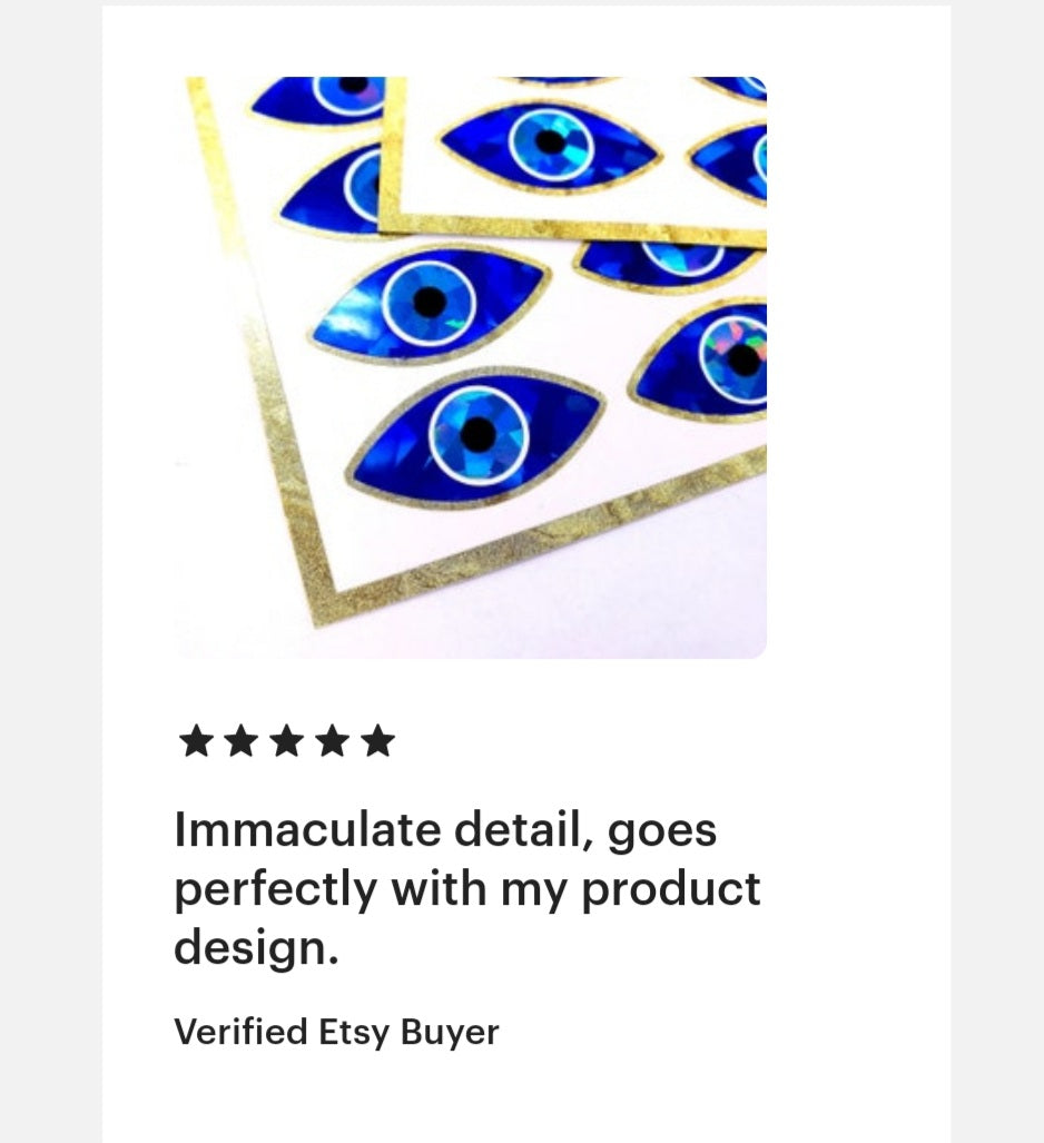 Blue and Gold Evil Eye Stickers