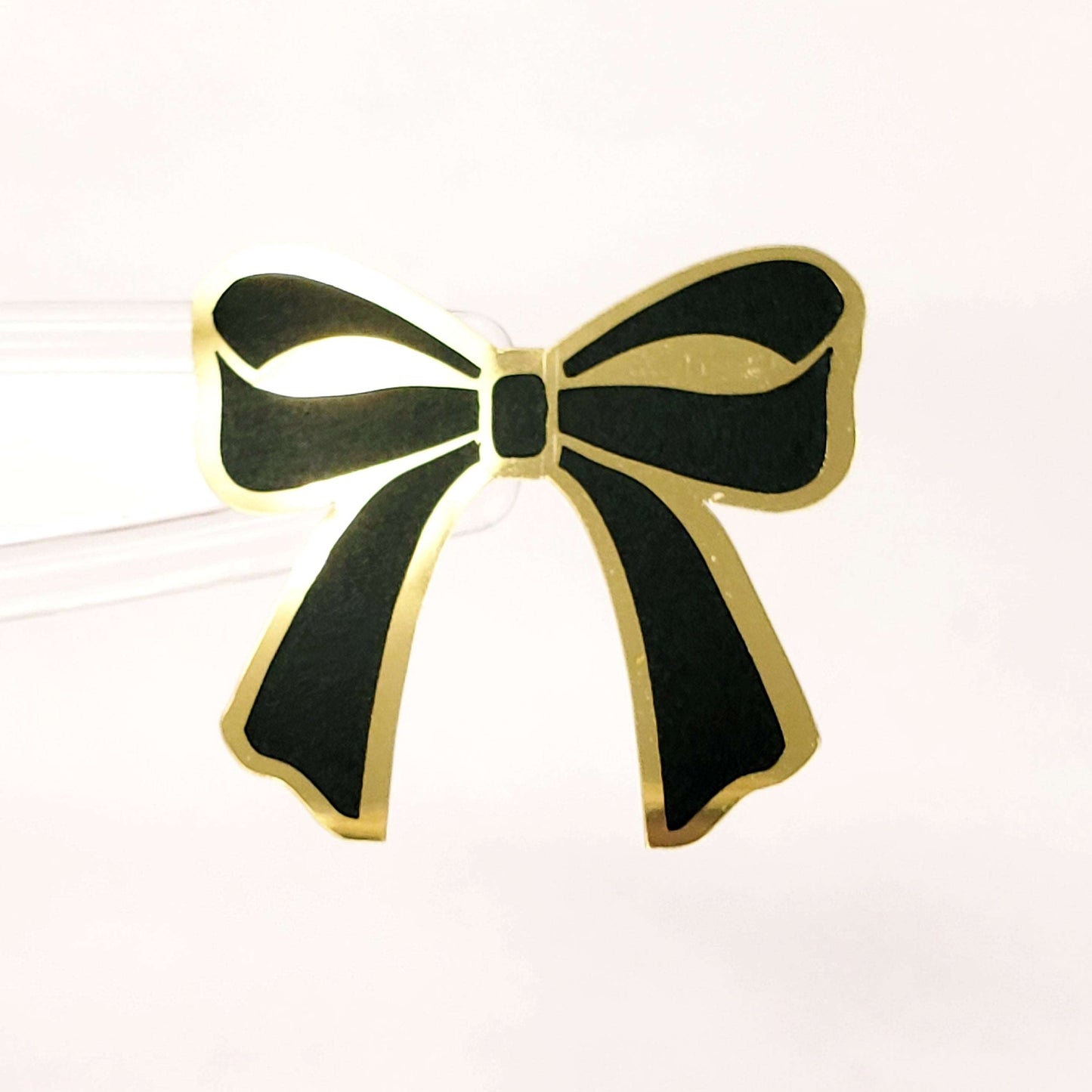 Bow Stickers, set of 28 black and gold ribbon shaped decals