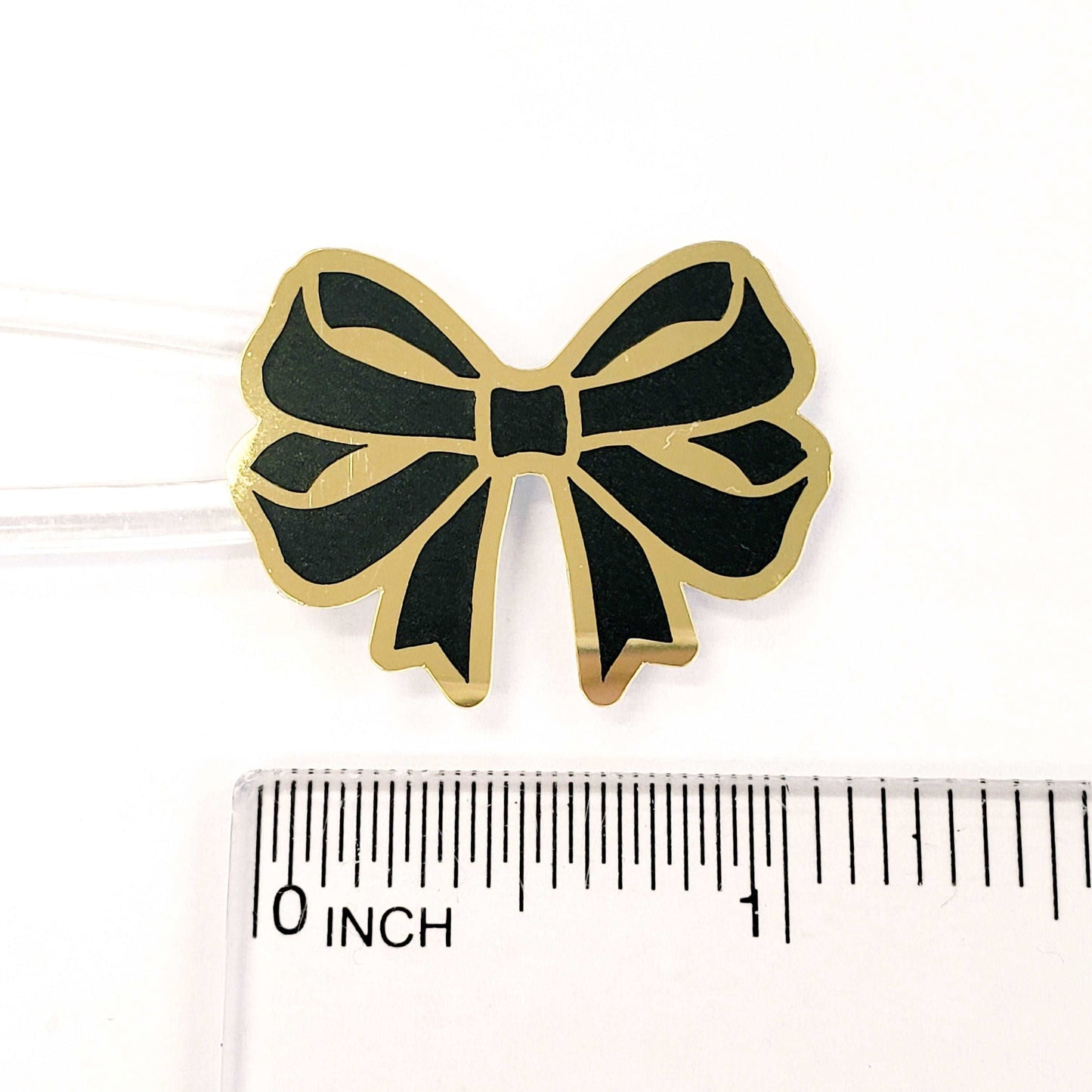 Bow Stickers, set of 28 black and gold ribbon shaped decals