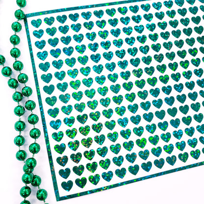 Green Heart Stickers, set of 285 hearts.