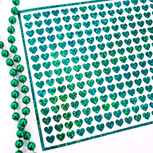Green Heart Stickers, set of 285 hearts.