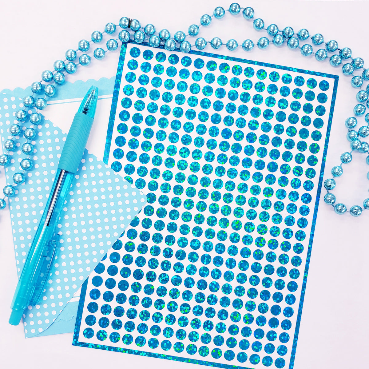 Turquoise Glitter Dots Stickers