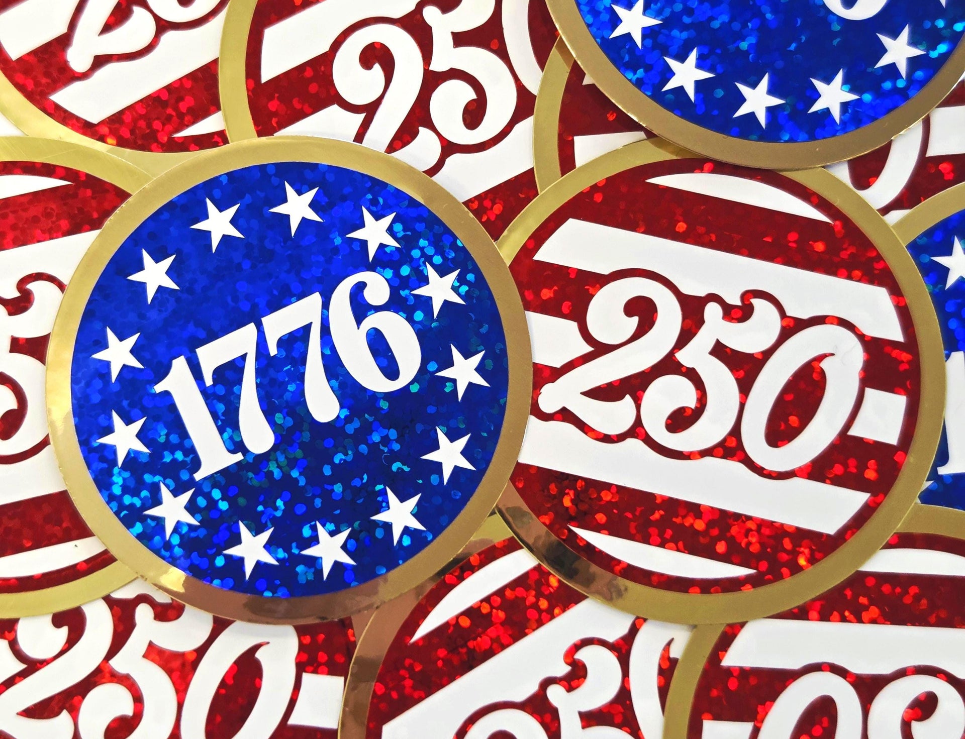  1776 stickers, set of 2 patriotic vinyl decals of American flag.