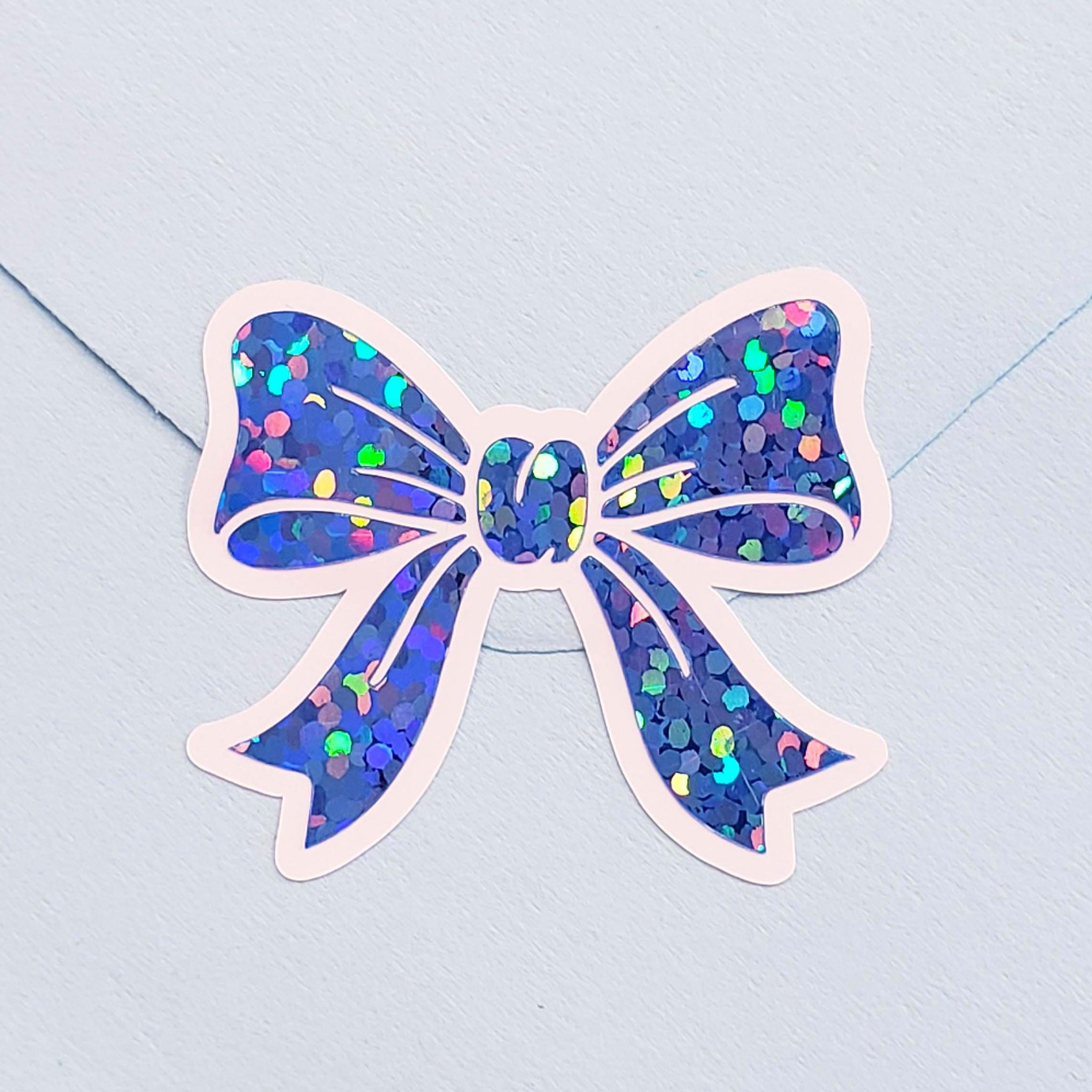 Light Blue Bow Stickers, set of 20