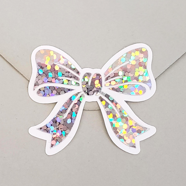 Silver Bow Stickers, set of 20