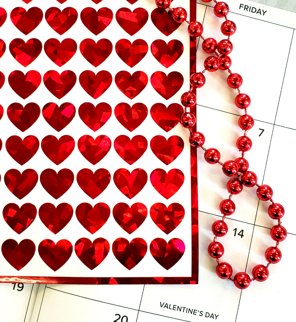 Small Red Heart Valentine's Day Stickers, Set of 104