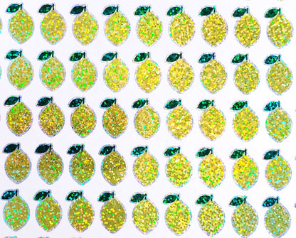 Lemon Stickers, set of 12 or 24 yellow and green citrus fruit stickers for gifts, envelopes, place cards, notebooks and craft projects