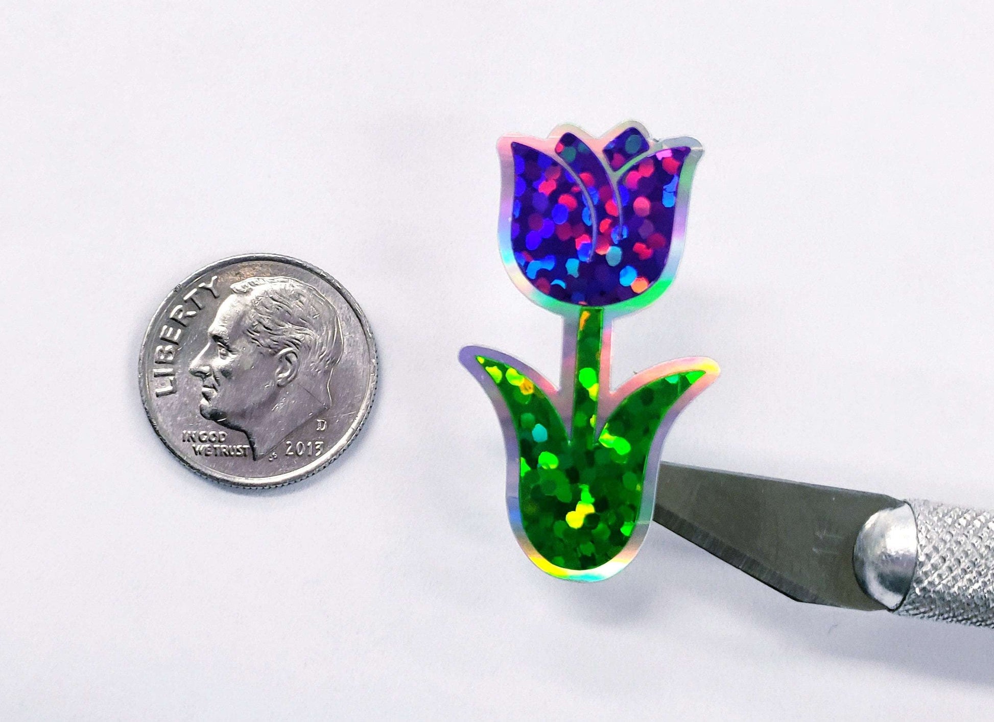 Purple Tulip Stickers, set of 15 or 30 Spring flower stickers for Easter invitations, envelopes, garden stakes, planners and notecards.
