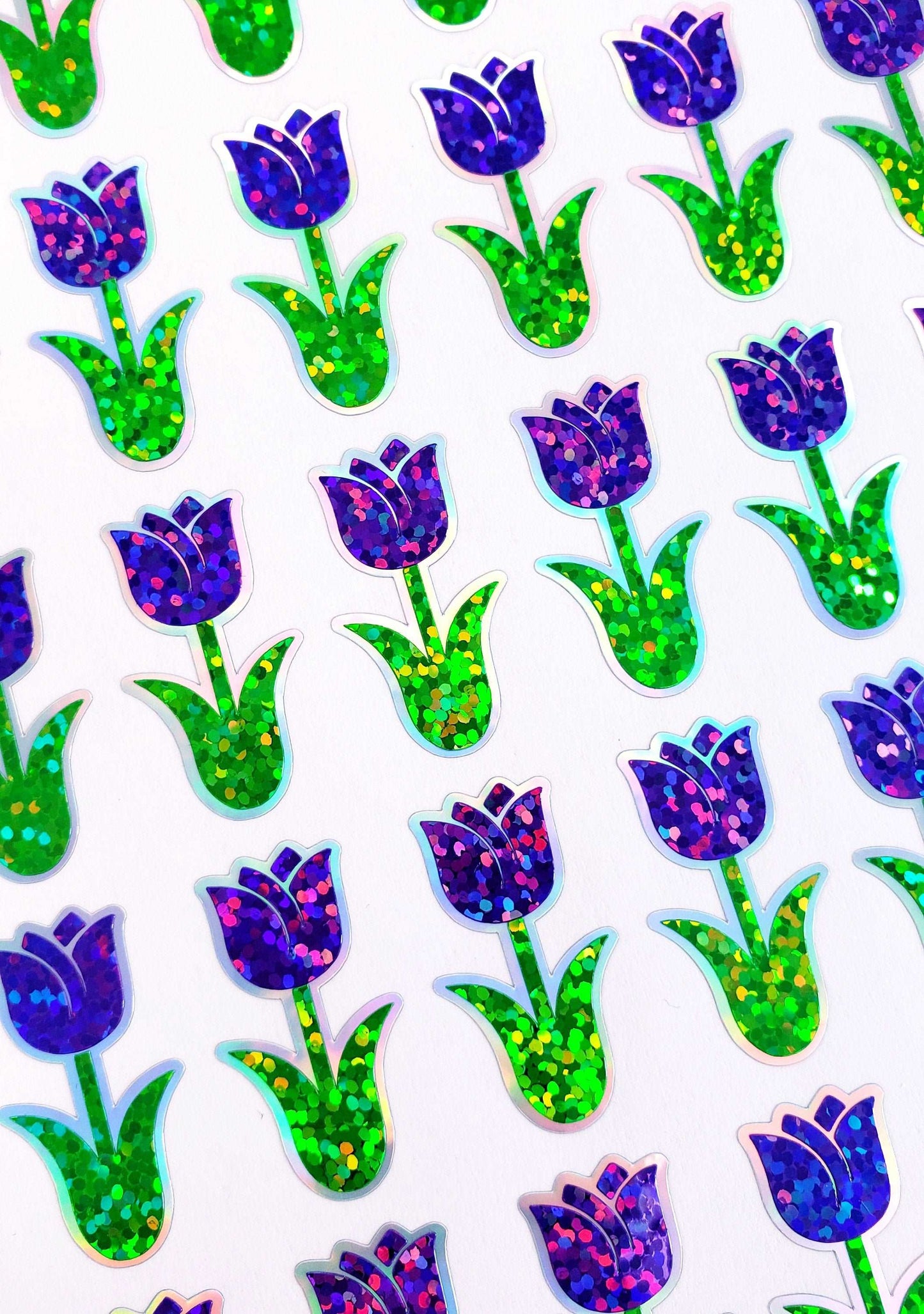 Purple Tulip Stickers, set of 15 or 30 Spring flower stickers for Easter invitations, envelopes, garden stakes, planners and notecards.