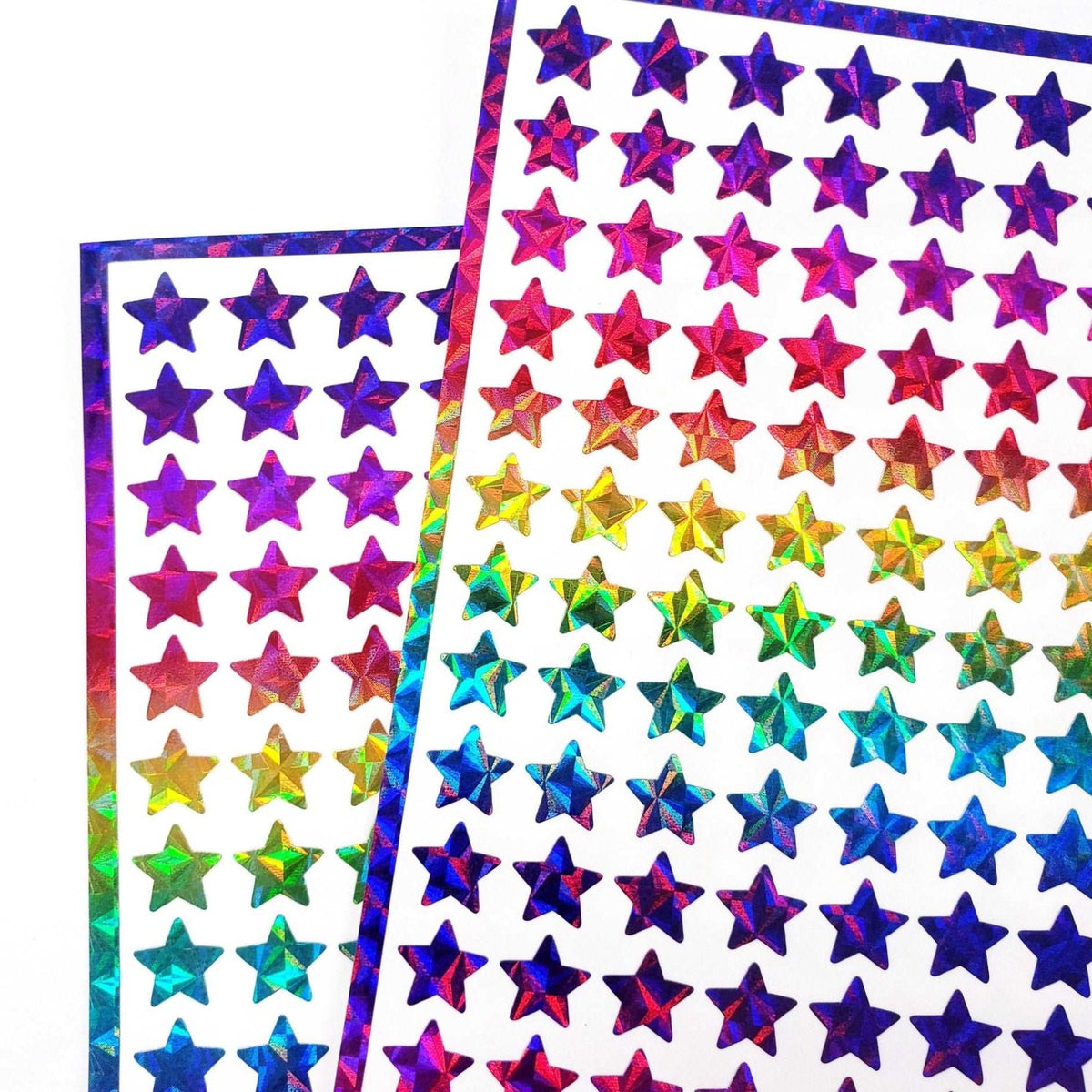 Rainbow Stars Sticker Sheet, set of 192 small rainbow star vinyl decals, decorative sparkle stickers for ornaments, notecards and journals