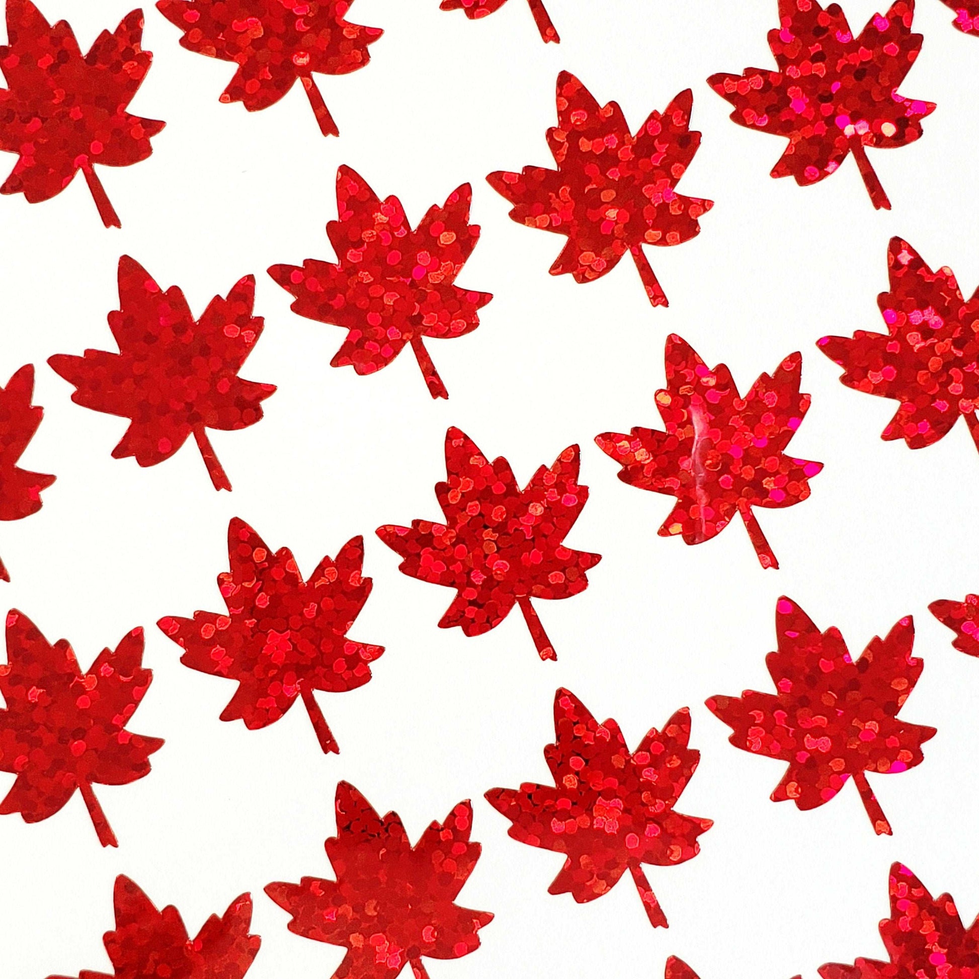 Red Maple Leaves Sticker Sheet, set of 45 red leaf vinyl decals for Autumn weddings, fall decor, planners, scrapbook pages and Thanksgiving.
