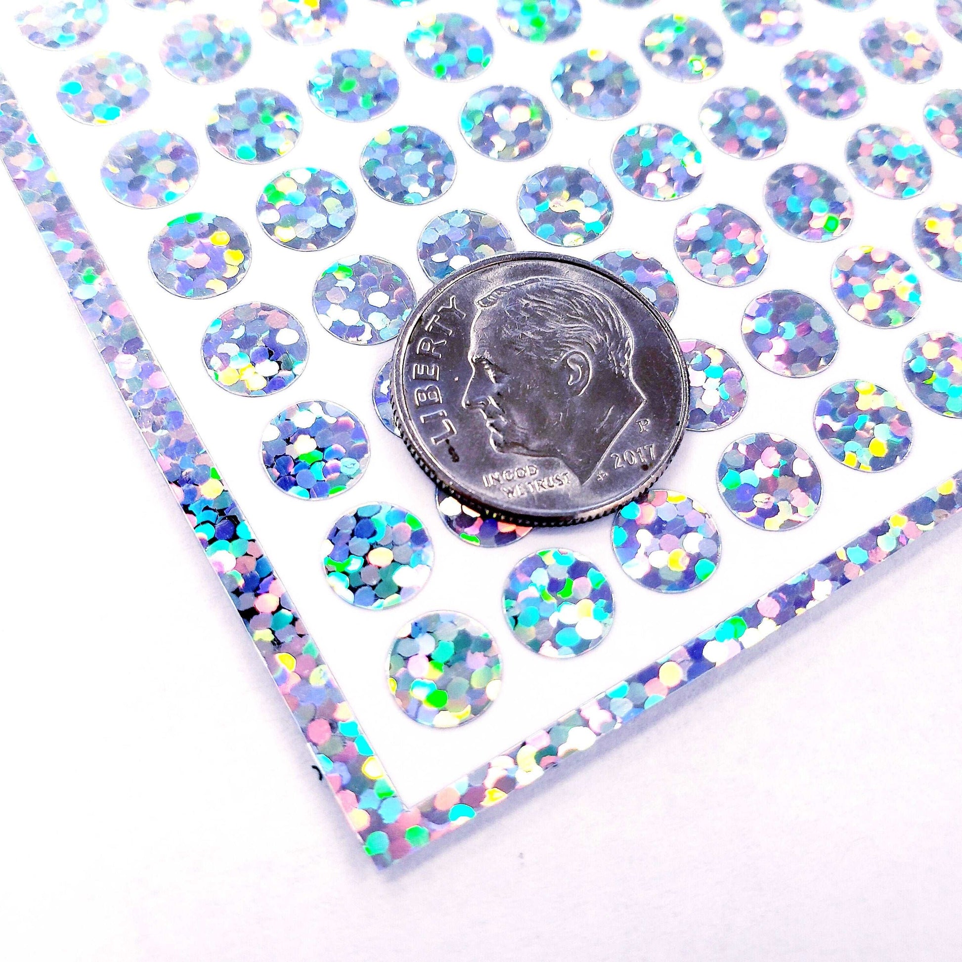 Silver Glitter Dots Sticker Sheet