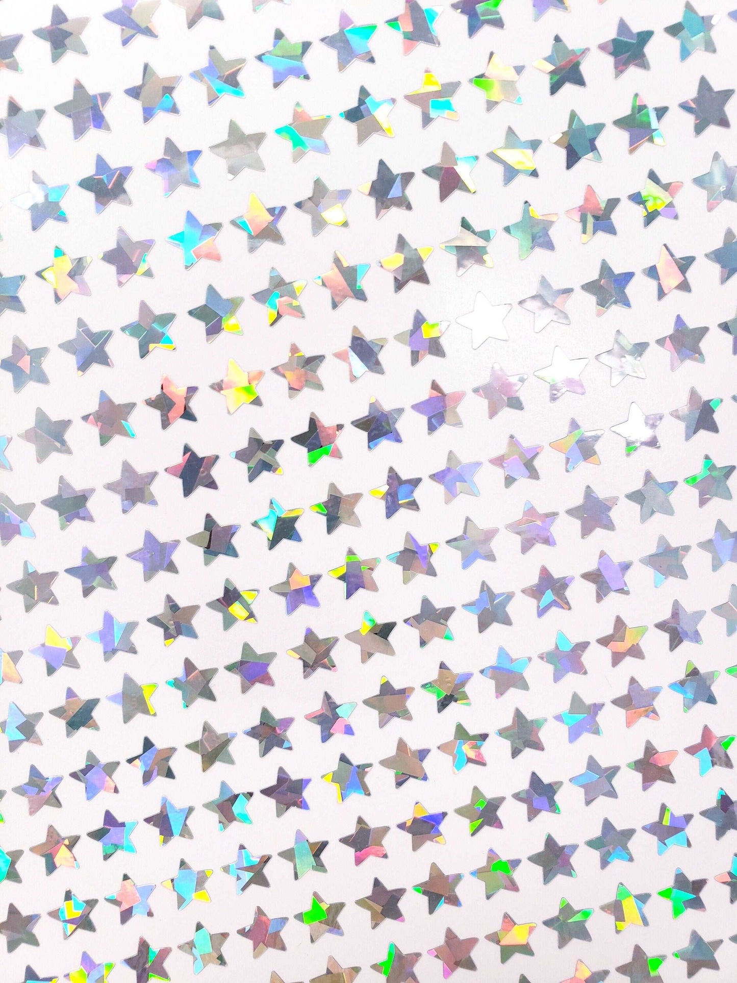 Silver Star Stickers, set of 50, 100 or 250 small sparkly silver holographic star vinyl decals for planners, journals and reward charts.