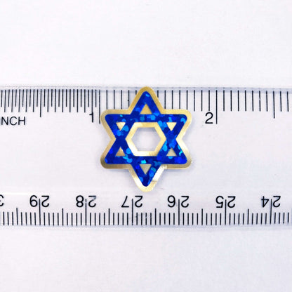 Star of David Stickers, set of 40 sparkly blue and gold six-point star stickers for cards, invitations, Hanukkah, Bar and Bat Mitzvah stars.