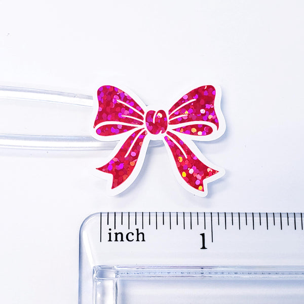 Bright Pink Bow Stickers, set of 20