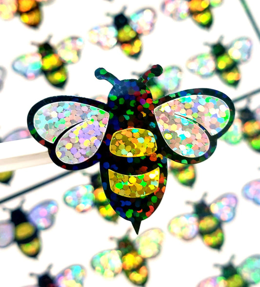 handmade sparkly yellow and black bumblebee stickers