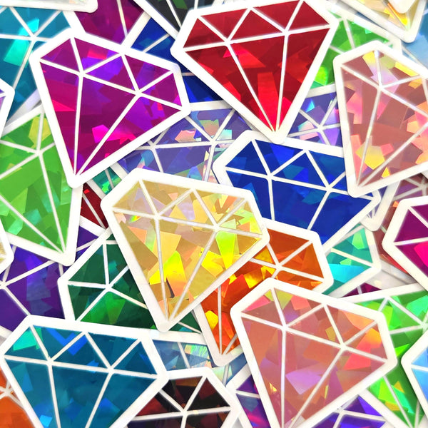 Diamond Gems Die Cut Sticker Set, multicolor sparkly stickers for tumblers, journals, scrapbooks and crafts