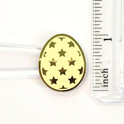 Pretty Pastel Easter Egg Stickers, set of 30 colorful polka dot egg decor for cards, journals and scrapbook embellishments. Gold outline.