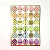 Pretty Pastel Easter Egg Stickers, set of 30 colorful polka dot egg decor for cards, journals and scrapbook embellishments. Gold outline.