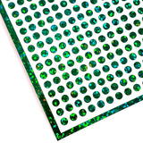Extra Small Dark Green Glitter Dot Stickers. Set of 750 micro sized green dots for journals, planners, goal trackers, calendars and crafts.