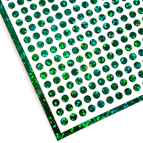 Extra Small Dark Green Glitter Dot Stickers. Set of 750 micro sized green dots for journals, planners, goal trackers, calendars and crafts.