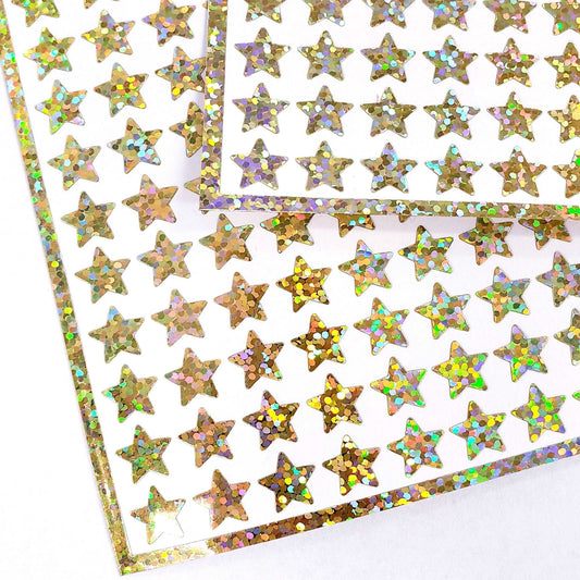 Gold Stars Sticker Sheet, set of 192 small metallic gold star vinyl decals, decorative stickers for wedding meal choice cards