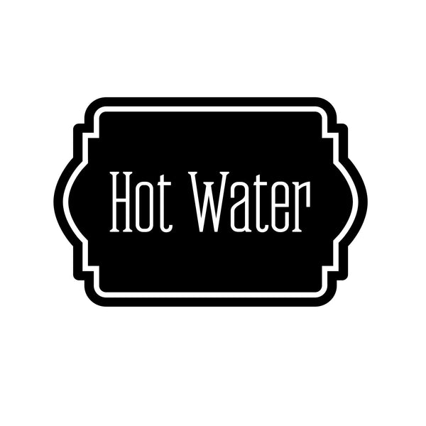 hot water decal in black