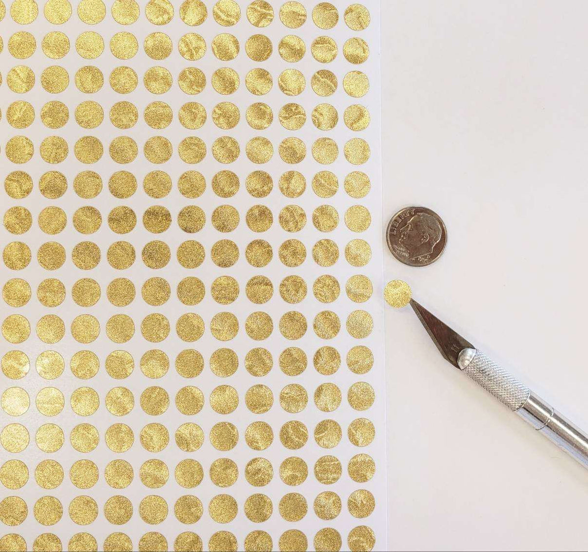 Gold Dot Stickers, set of 150 or 400 gold metallic dot decals, vinyl planner stickers, waterproof gloss gold circles, wedding meal choice