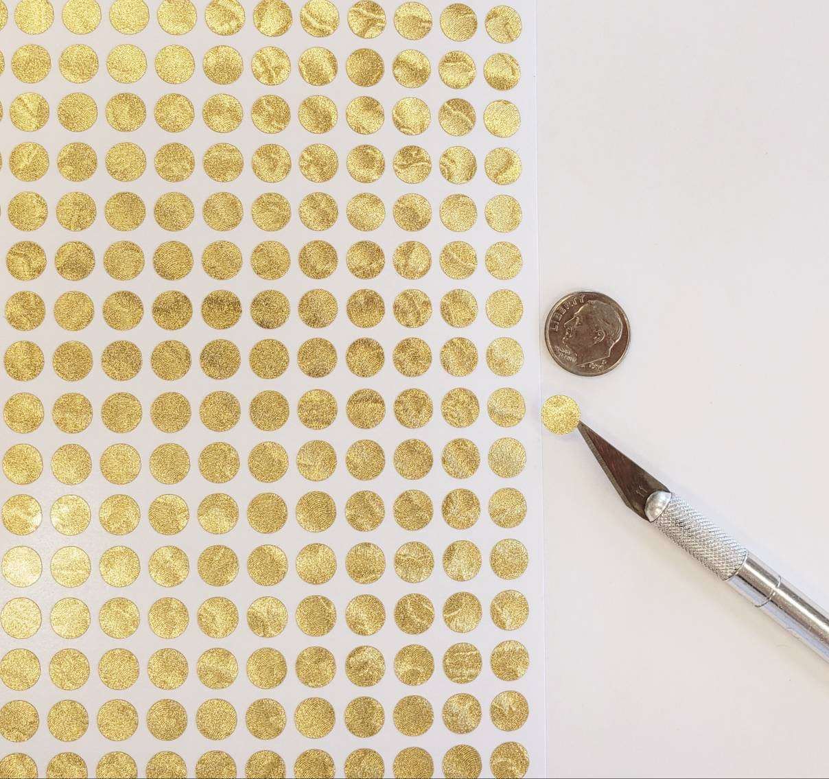 Gold Dot Stickers, set of 150 or 400 gold metallic dot decals, vinyl planner stickers, waterproof gloss gold circles, wedding meal choice
