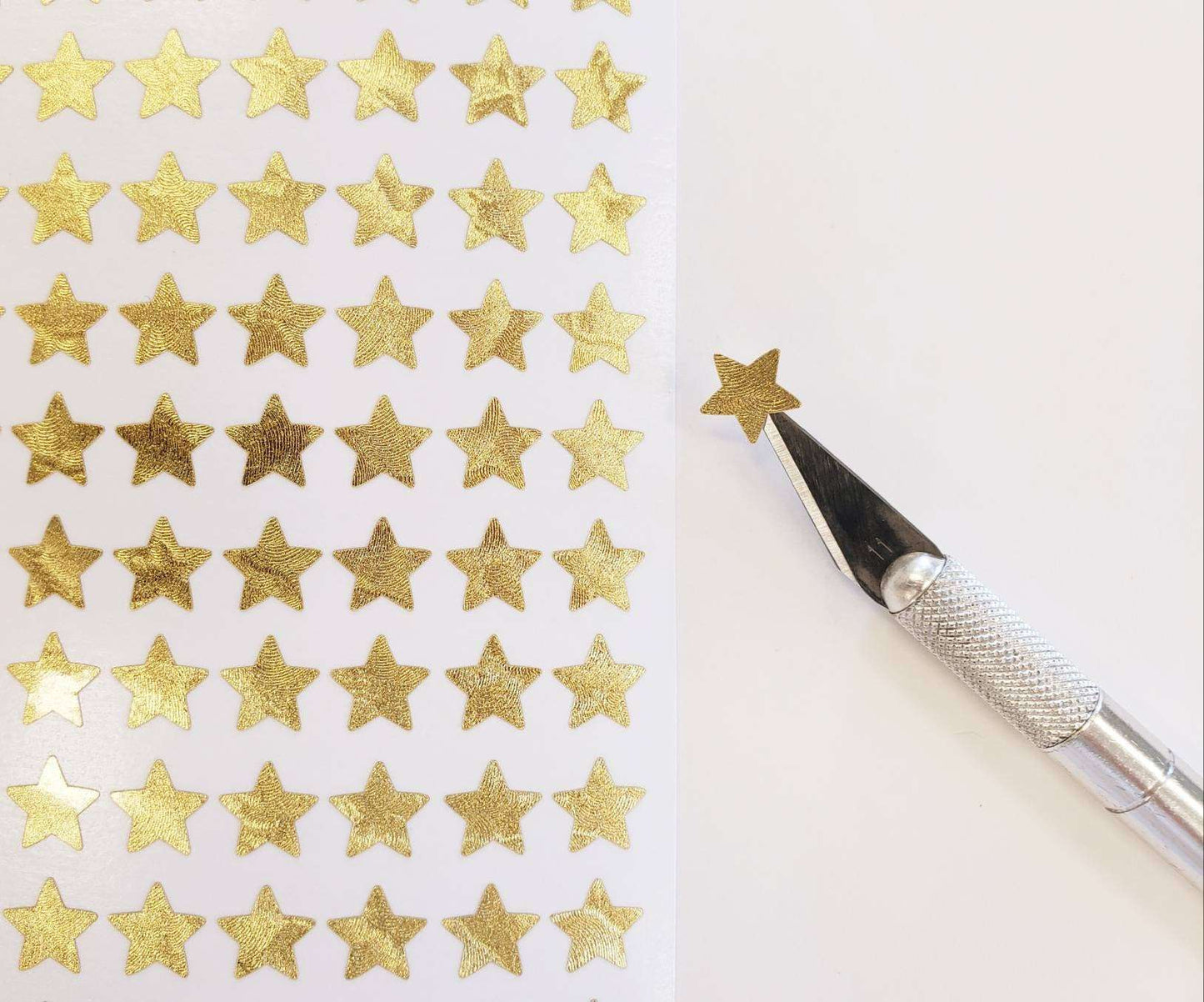 Gold Stars Sticker Sheet, set of 192 small metallic gold star vinyl decals, decorative stickers for wedding meal choice cards