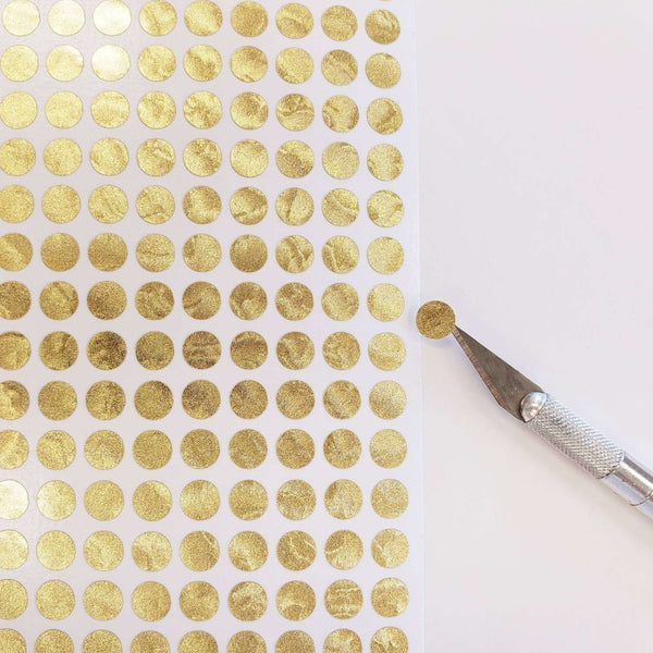 Gold Dot Stickers, set of 150 or 400 gold metallic dot decals, vinyl planner stickers, waterproof gloss gold circles, wedding meal choice