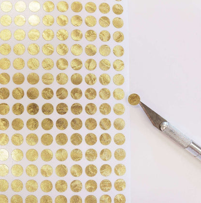 Gold Dot Stickers, set of 150 or 400 gold metallic dot decals, vinyl planner stickers, waterproof gloss gold circles, wedding meal choice