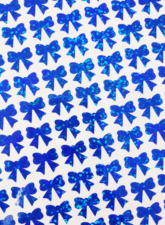 Blue Ribbon Stickers, set of 25, 50 or 100 tiny bow decorative stickers for ornaments, journals, badge reels, laptops, crafts and envelopes