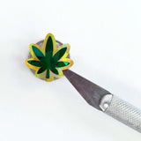 Pot Leaf Stickers, dark green & gold sparkle cannabis leaf decals, waterproof stickers, food warning container label, set of 30