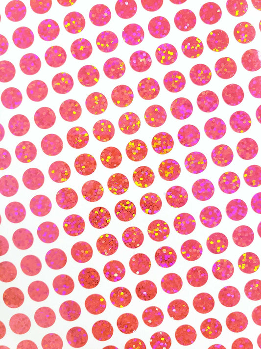 Pink Dots Stickers, set of 150 or 400 pink glitter adhesive spot decals, birthday party drink cup stickers