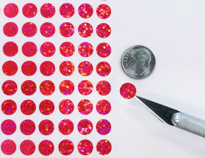 Pink Dots Stickers, set of 150 or 400 pink glitter adhesive spot decals, birthday party drink cup stickers