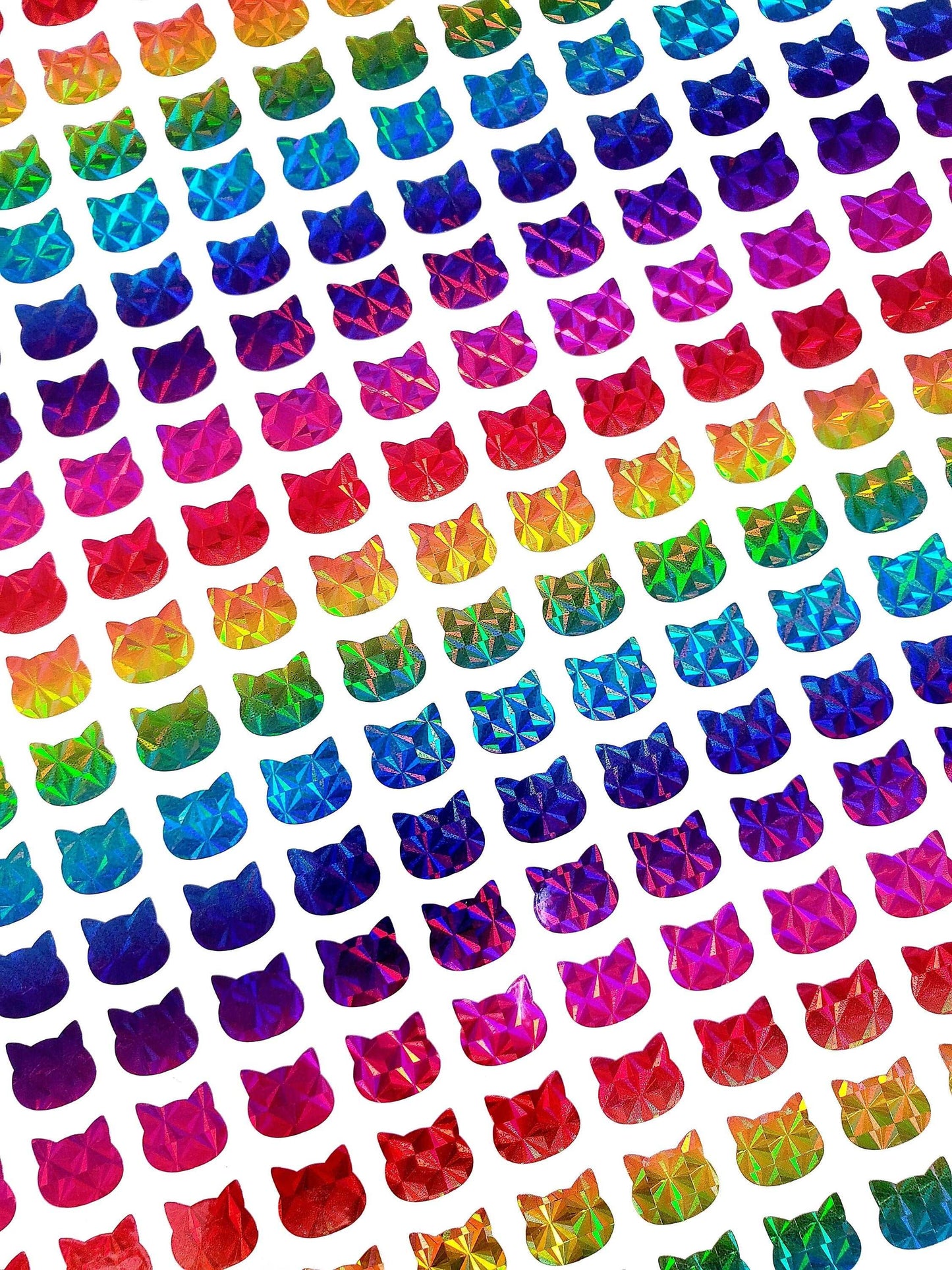Cat Stickers, 100 rainbow cat vinyl decals, daily weekly calendar planner, vet and pet food reminder, sparkly rainbow cats