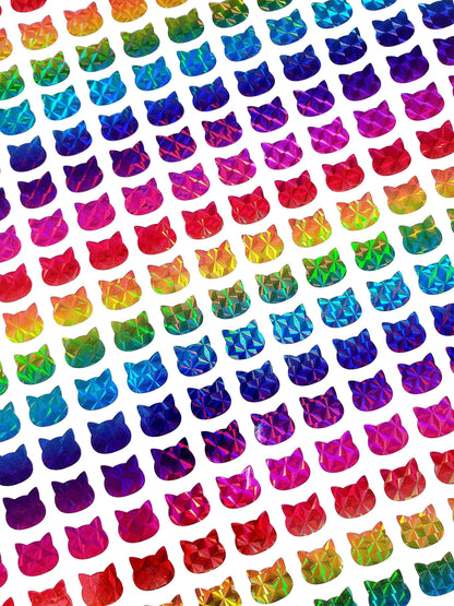 Cat Stickers, 100 rainbow cat vinyl decals, daily weekly calendar planner, vet and pet food reminder, sparkly rainbow cats