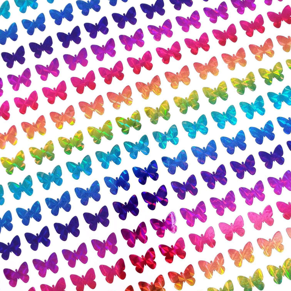 Rainbow Butterfly Stickers, set of 108 little multi color sparkly butterfly stickers for notebooks, phone cases and journal pages.