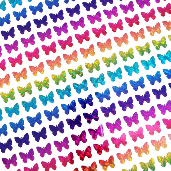 Rainbow Butterfly Stickers, set of 108 little multi color sparkly butterfly stickers for notebooks, phone cases and journal pages.