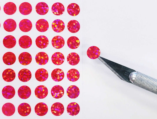 Pink Dots Stickers, set of 150 or 400 pink glitter adhesive spot decals, birthday party drink cup stickers
