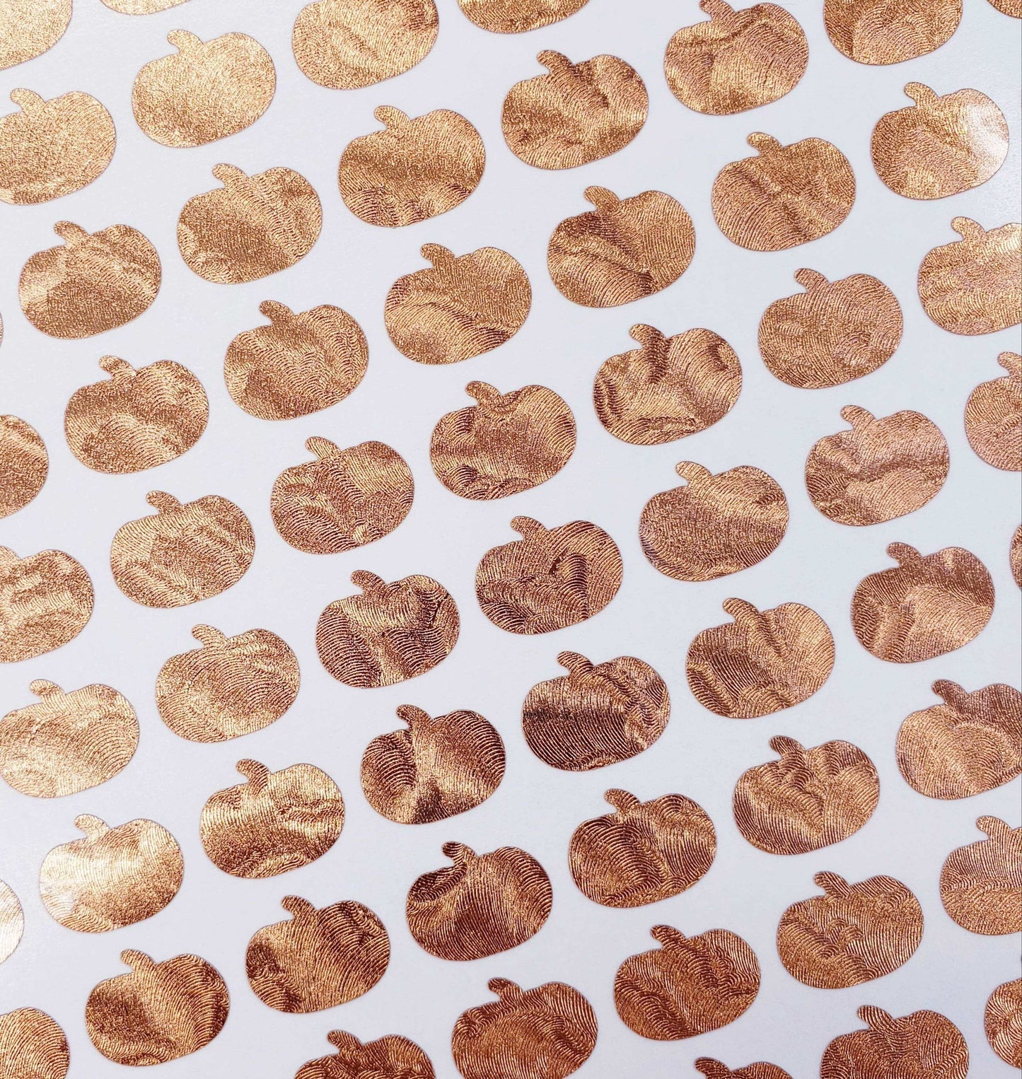 Copper Pumpkin Stickers, set of 100, 200 or 300 little rose gold pumpkin adhesive decals, Halloween and Fall season decorative stickers