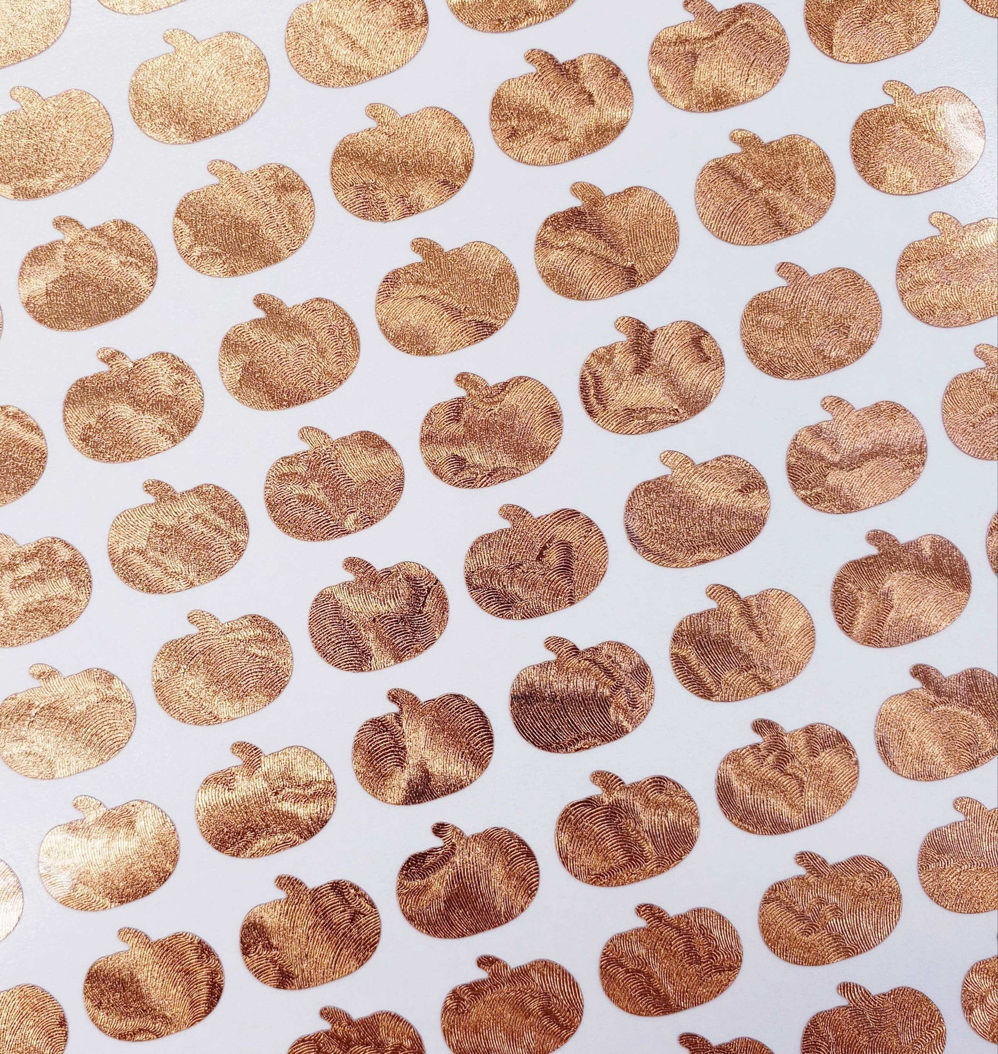 Copper Pumpkin Stickers, set of 100, 200 or 300 little rose gold pumpkin adhesive decals, Halloween and Fall season decorative stickers