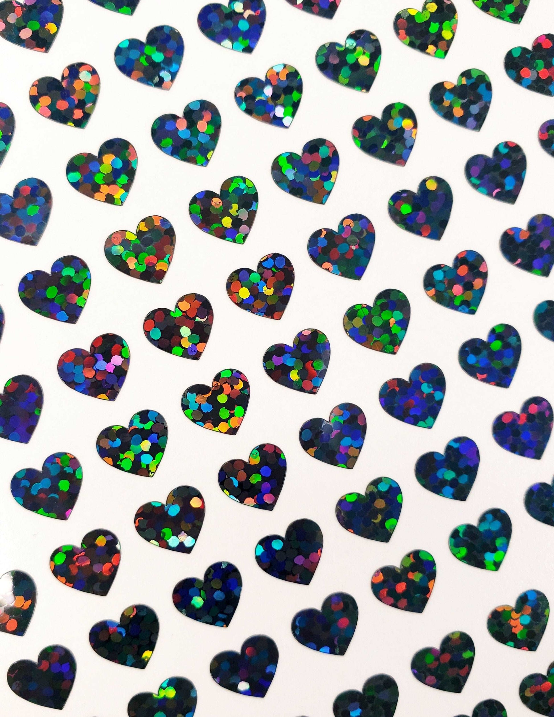 Small Black Hearts Sticker Sheet, set of 258 hearts.