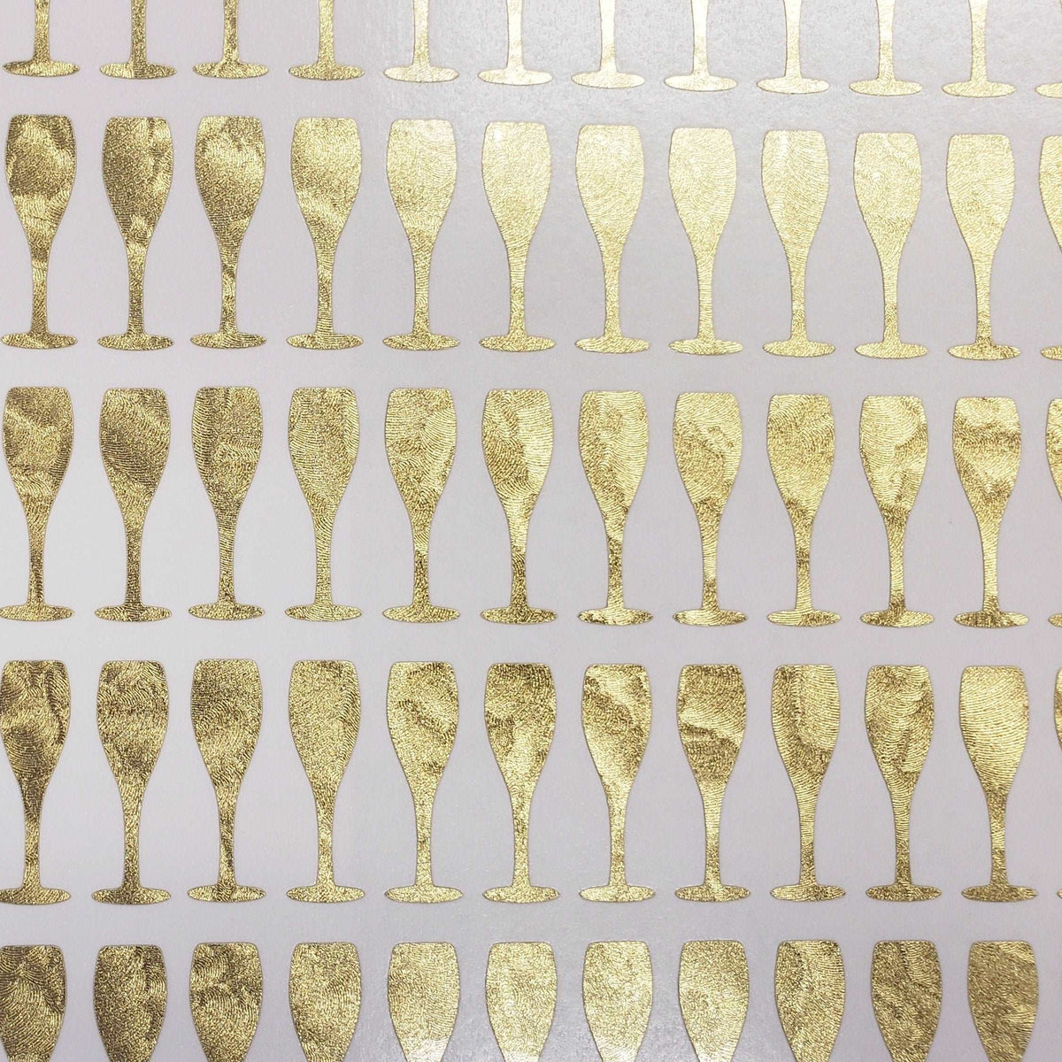 Gold Champagne Glass Stickers, set of 25, 50 or 100 gold champagne stickers for New Year's Eve, weddings and bridal shower place cards