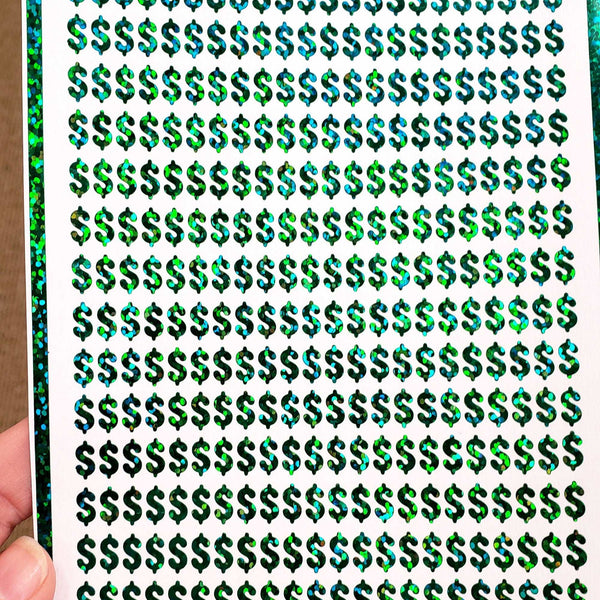 Dollar Sign Money Stickers for household budgets, financial planning, notebooks and journals. Set of 350 extra small dollar stickers pay day